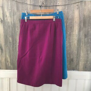 lot of 2 Mark Reed wool blend skirts orchid and blue size 12